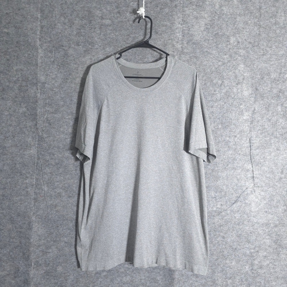 Fabletics T-Shirt Tee Men's Gray Heathered Performance 2XL Athletic Fit Logo